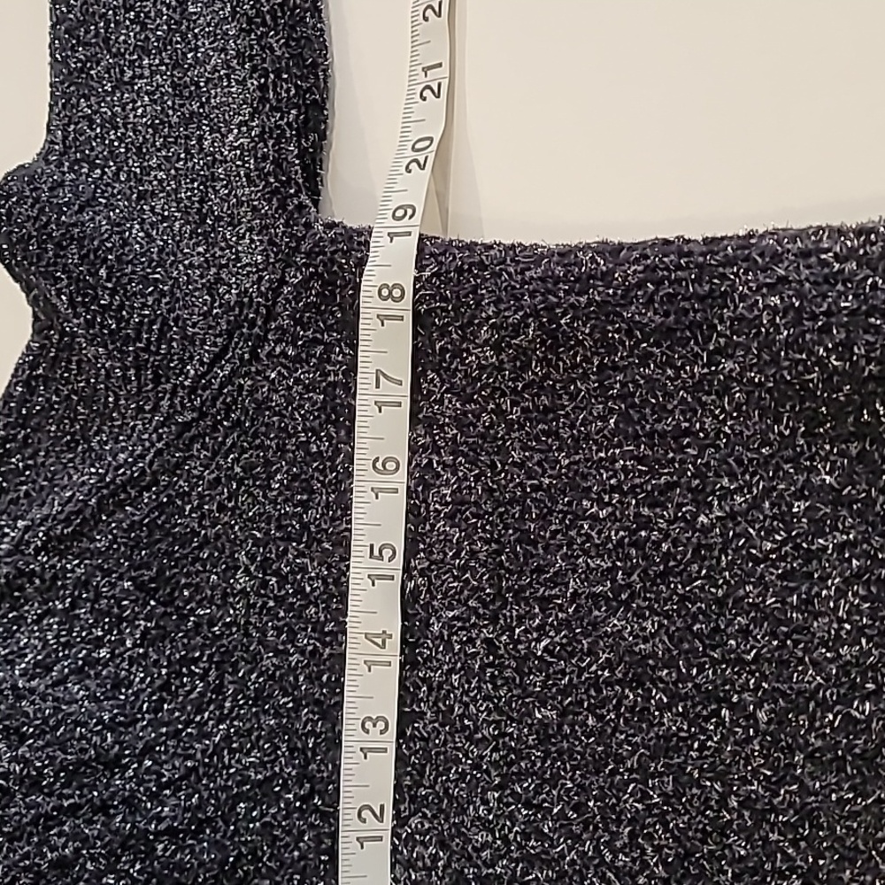 White House Black Market Metallic Thread Cowl Neck Sweater Black Silver Small - Picture 11 of 14